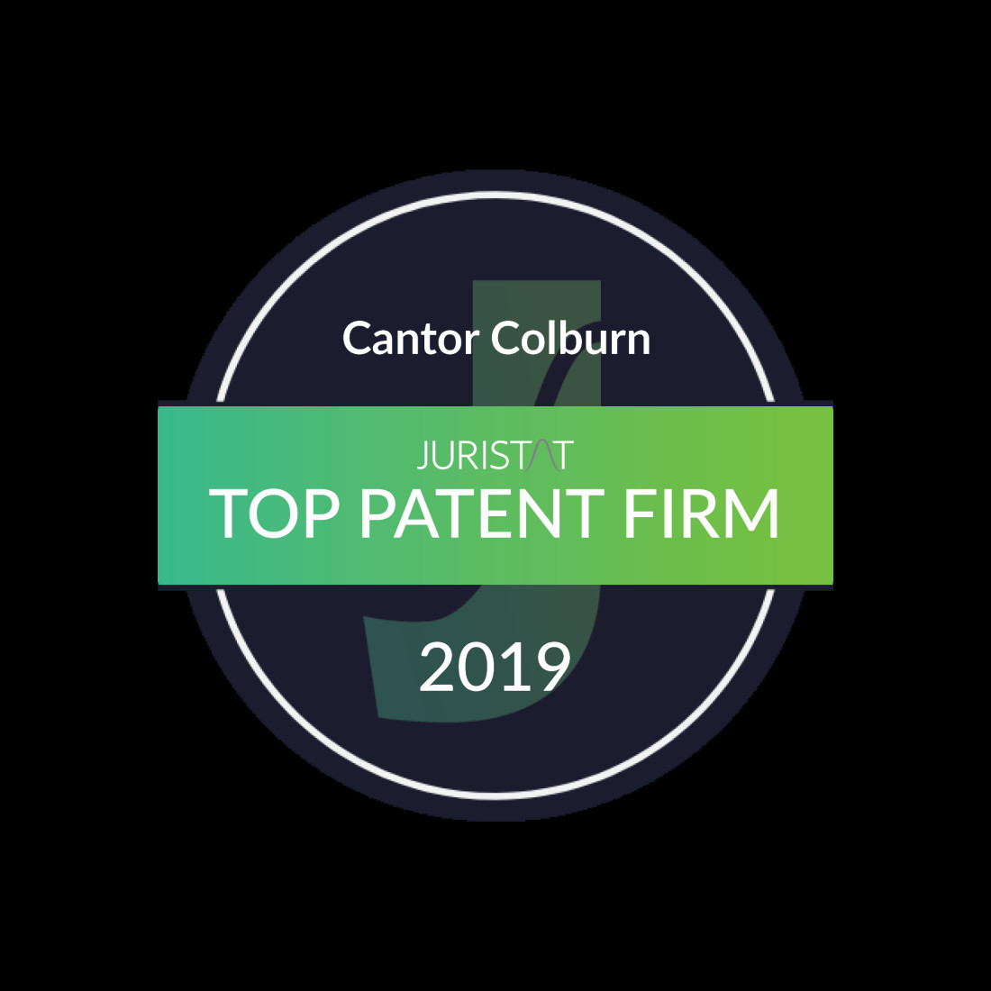 Juristat top patent firm tech centers 2019 badge